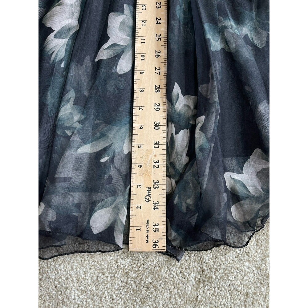 Afibi Gray Floral Maxi Skirt M Sheer Festival Ethereal Boho Goth Witchy Cottage - Picture 11 of 12